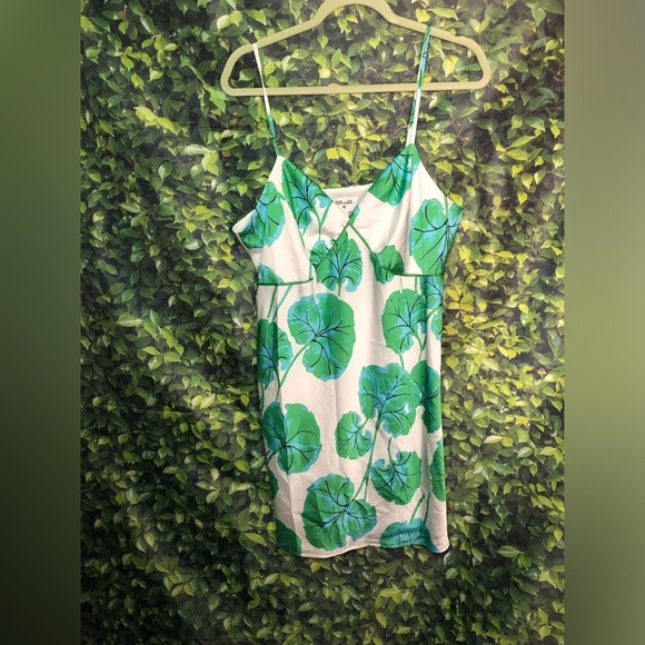Diane Von Furstenburg Green Leaf Print Slip Dress - Picture 7 of 15